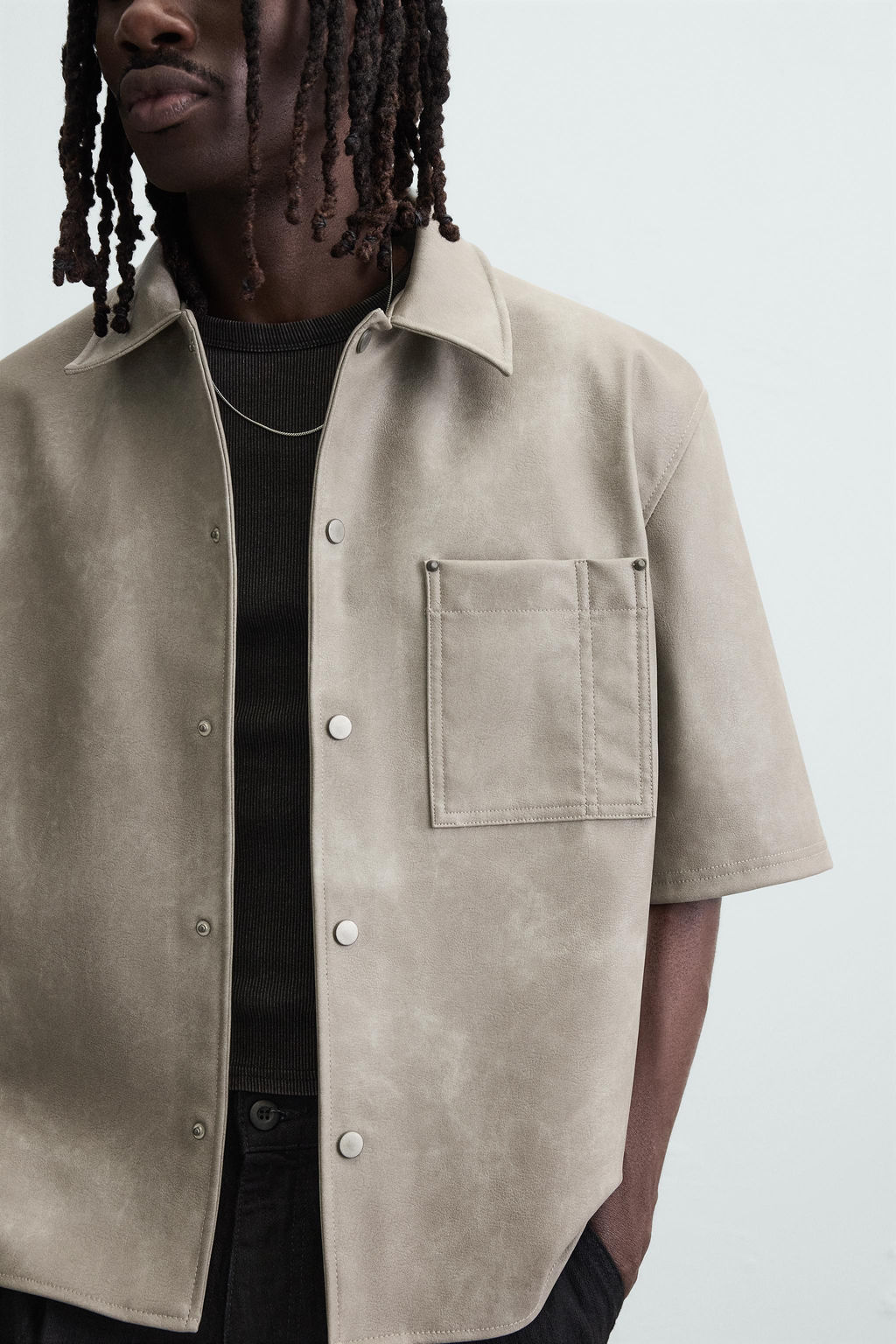 LEATHER EFFECT OVERSHIRT - Zara фото 5