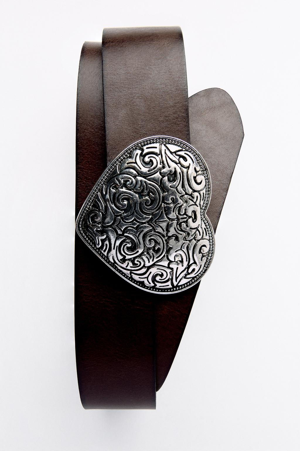 LEATHER COWBOY BELT WITH HEART BUCKLE - Zara фото 5