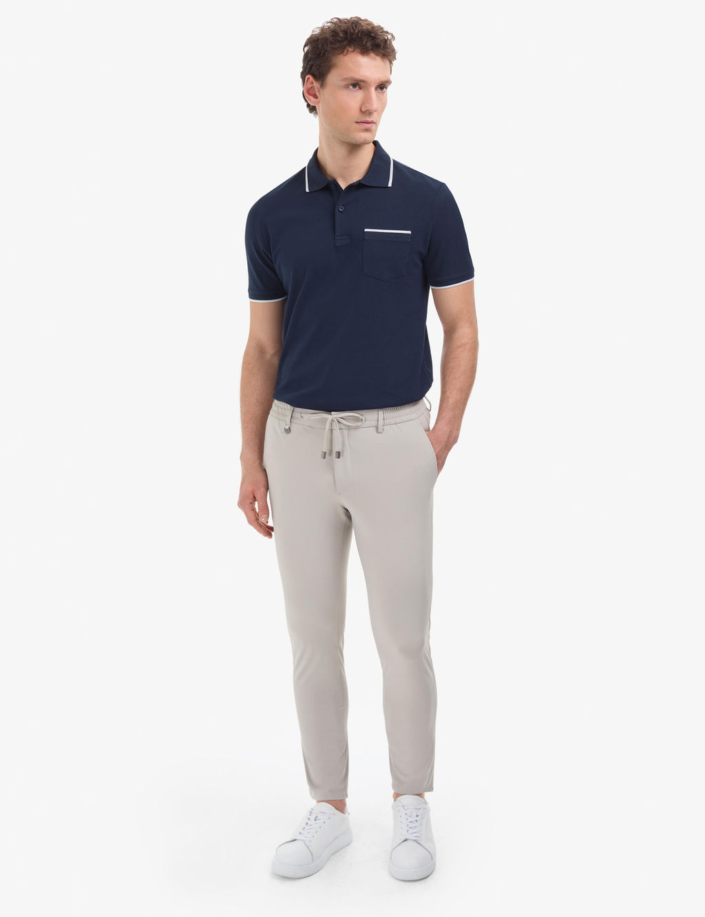 Lacivert Regular Fit %100 Pamuk D__meli Polo Yaka Ti__rt