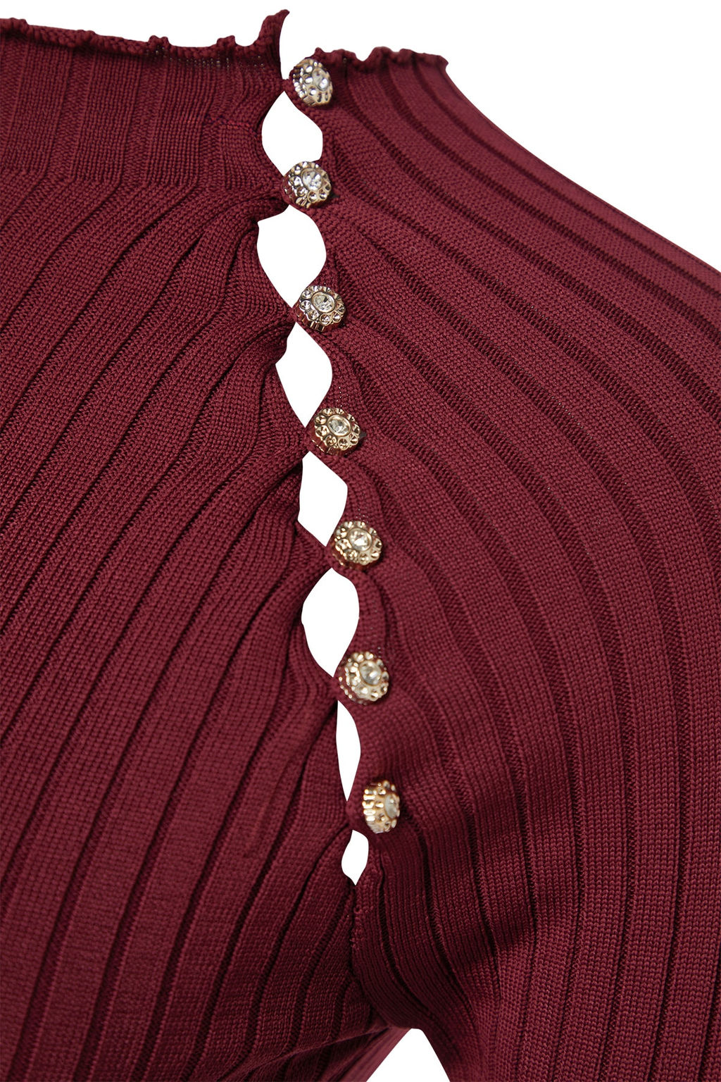 Bordo Pencere/Cut Out Aksesuar Detayl? Triko Kazak TWOAW24KZ00225 - Trendyolmilla фото 6