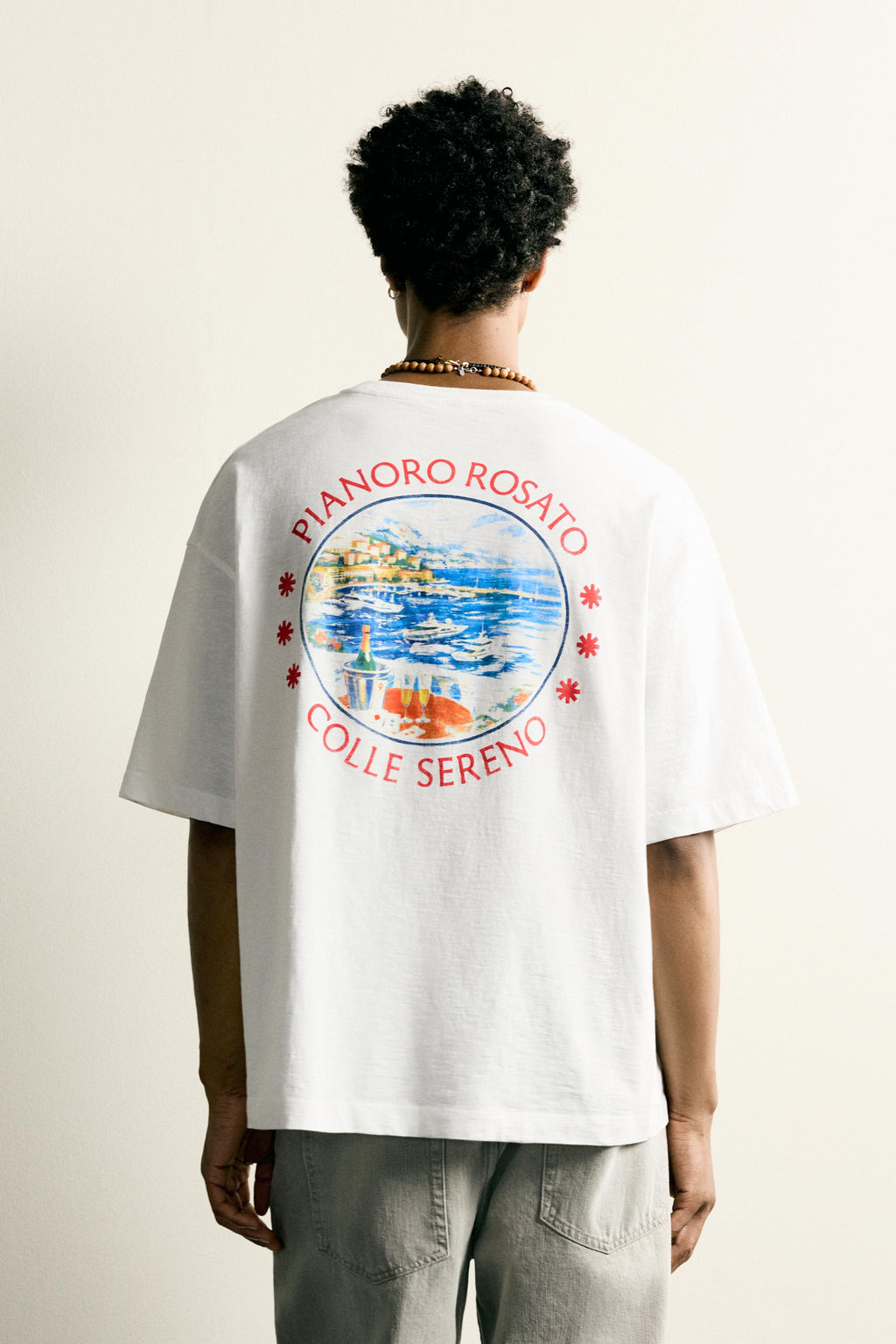 CAMISETA RELAXED FIT ESTAMPADOS CONTRASTE / Blanco roto - Zara фото 3