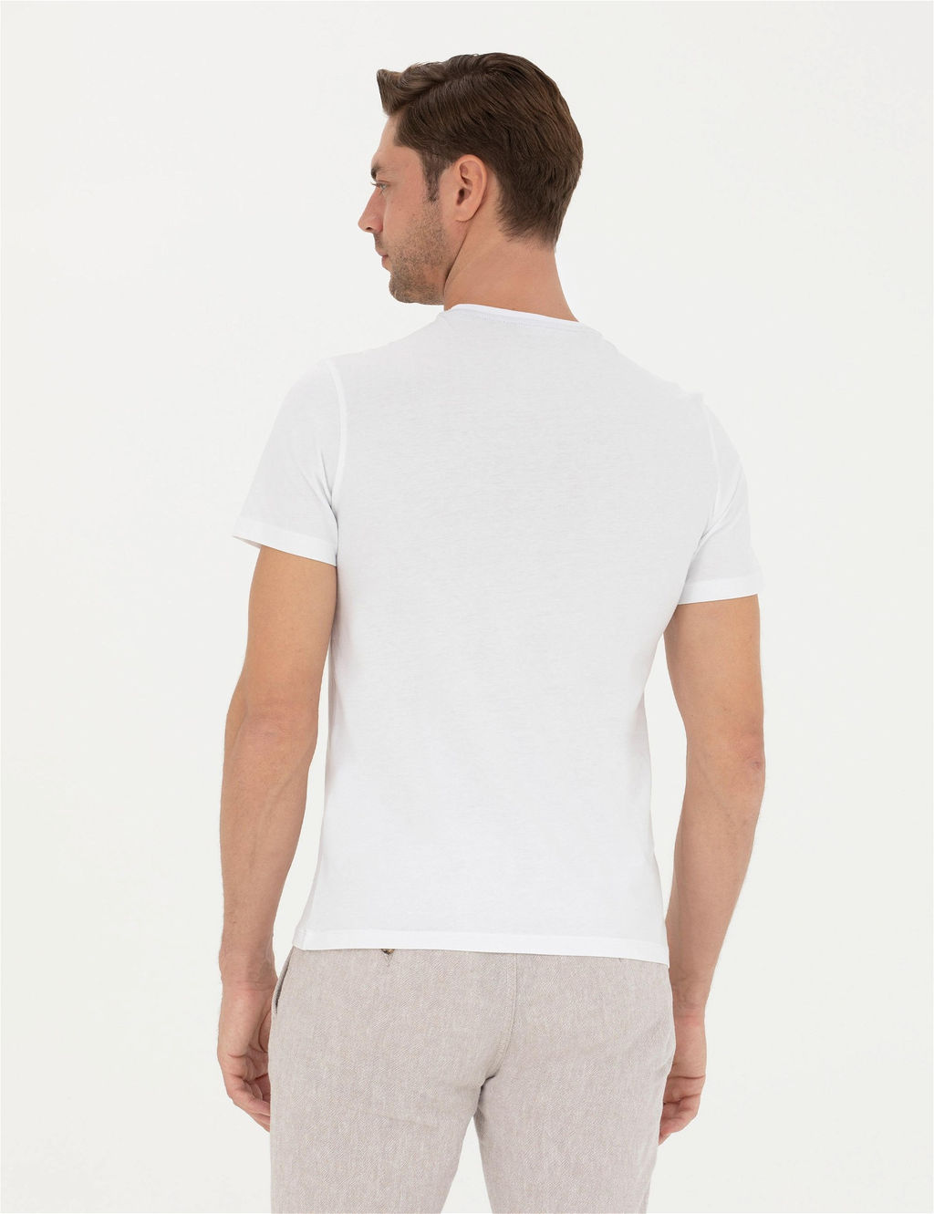 Beyaz Slim Fit Ti__rt - Pierre cardin фото 5
