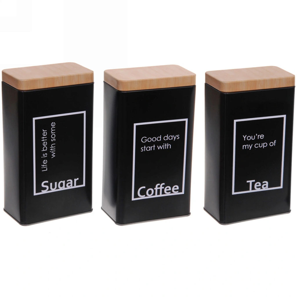 Цена за 2 шт. Банка для продуктов металлическая "Black style" 800мл 9*6*16см