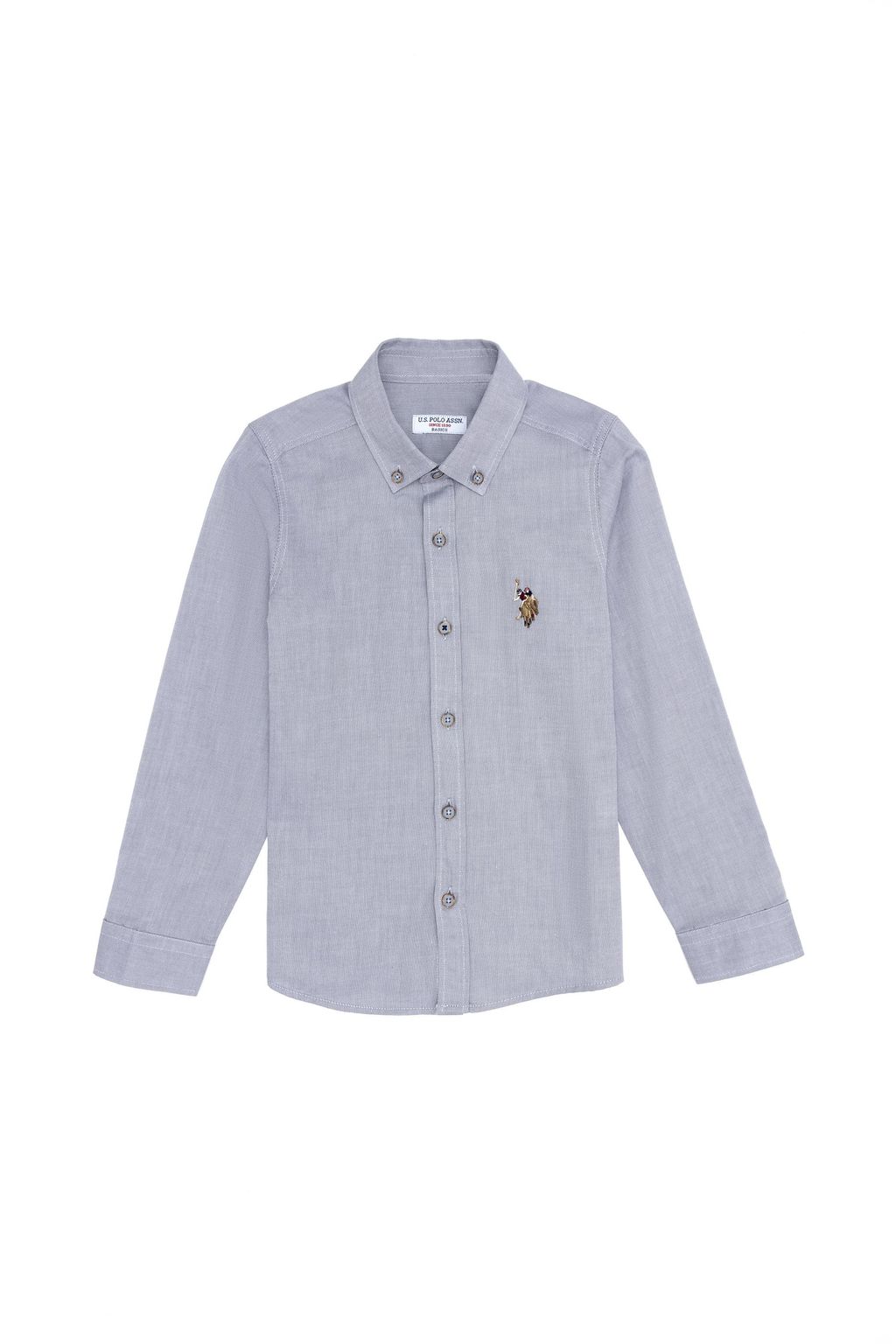 U. S. Polo Assn Серая базовая рубашка с длинным рукавом для мальчика