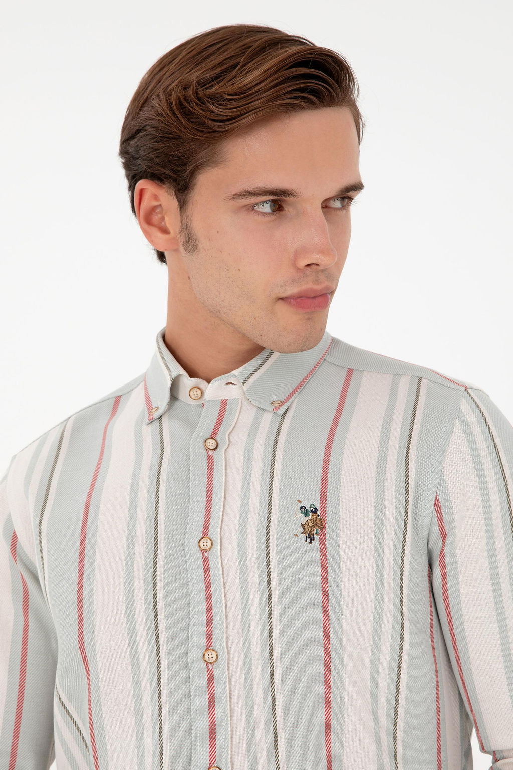 Мужская мятная рубашка с длинным рукавом Неожиданная скидка в корзине