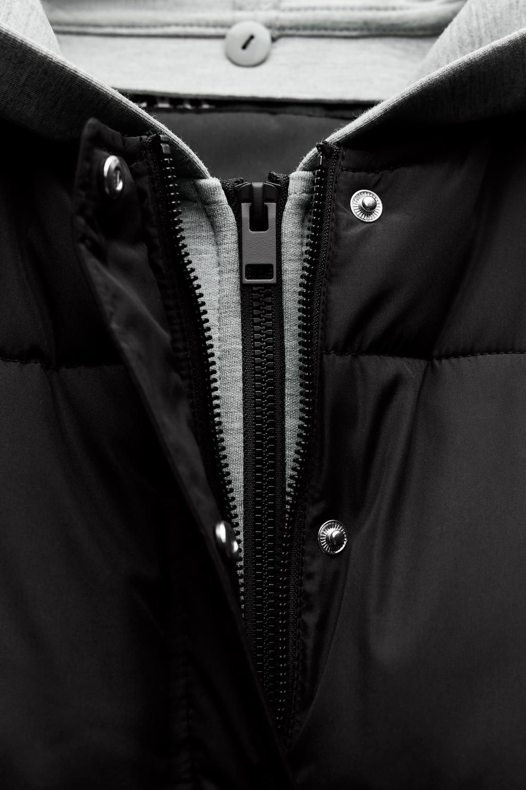 CONTRAST PUFFER GILET WITH HOOD - Zara фото 7