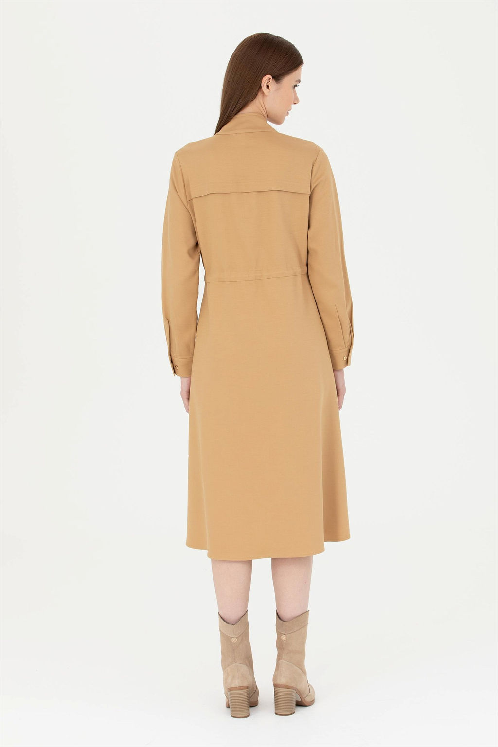 Женское тканое платье песочного цвета - U.s. polo assn фото 5