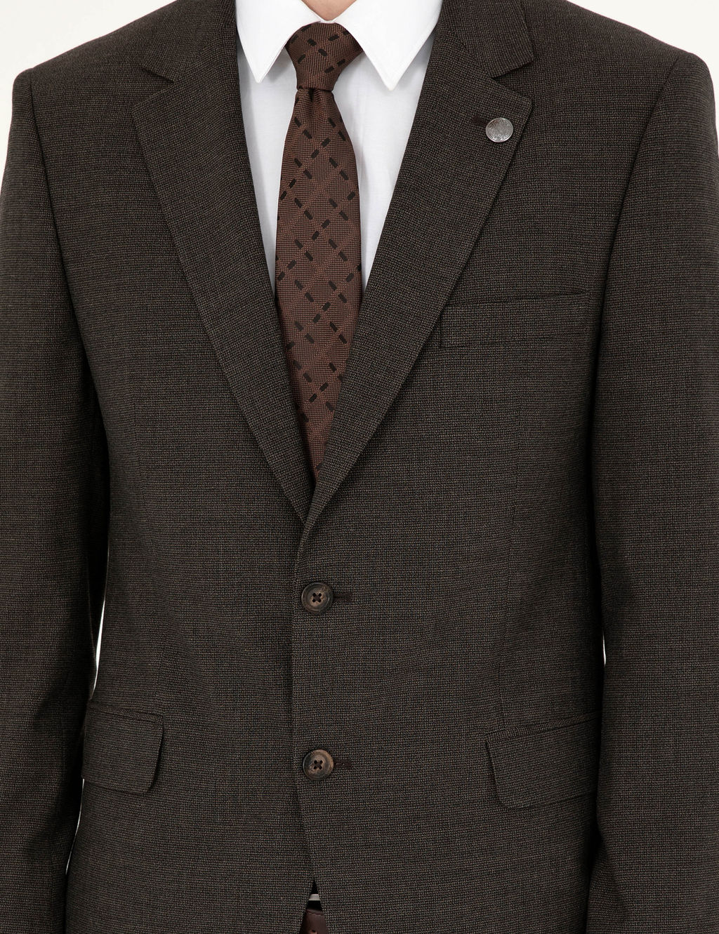 Kahverengi Slim Fit Tak_m Elbise