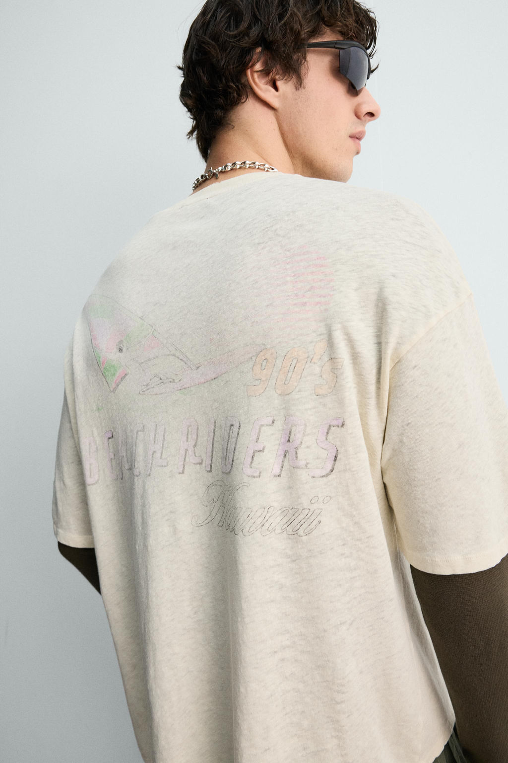 CAMISETA LAVADA ALGOD?N - LINO HAWAII / Blanco roto