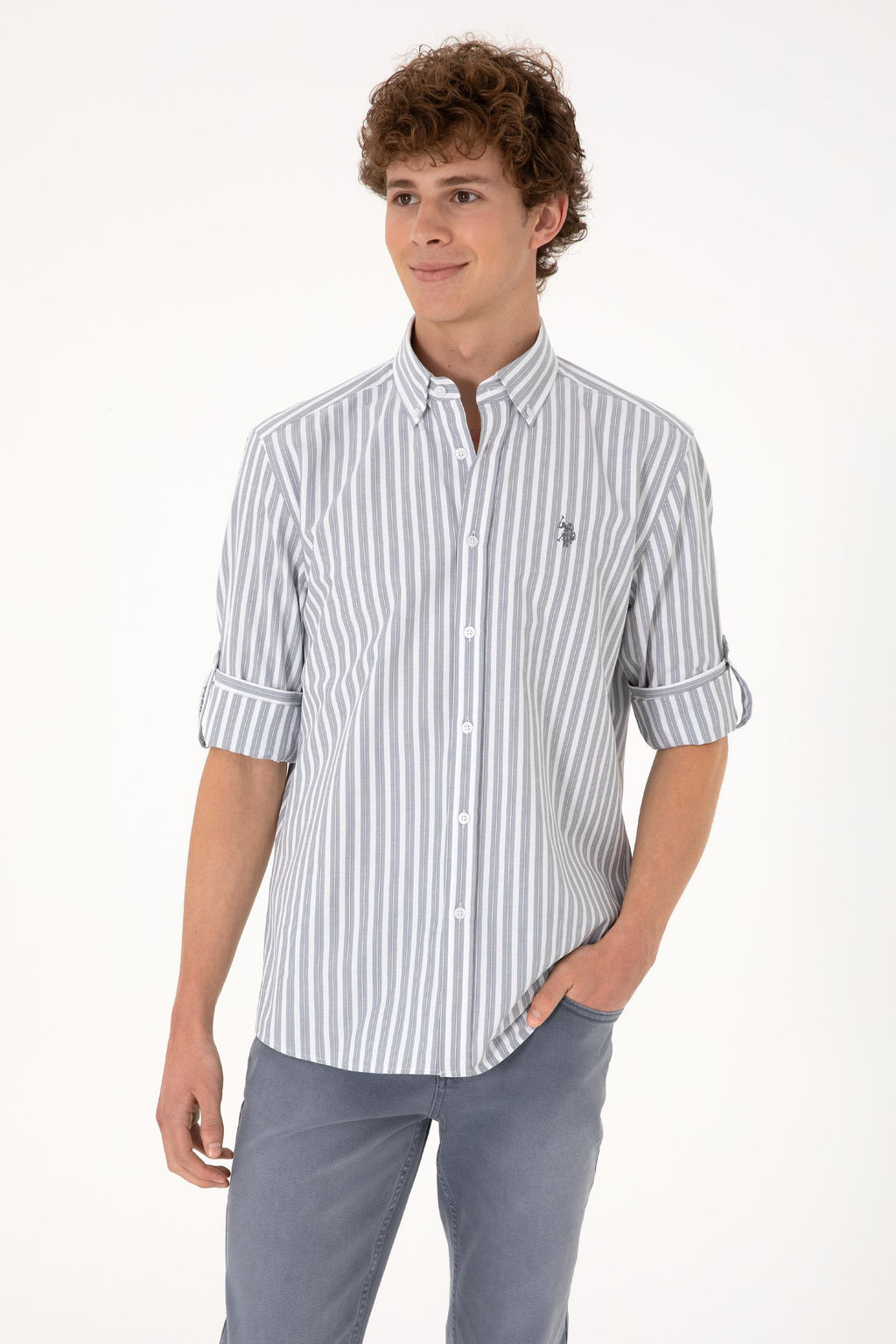 Erkek Gri Uzun Kollu G_mlek Sepette S_rpriz _ndirim - U.s. polo assn фото 3