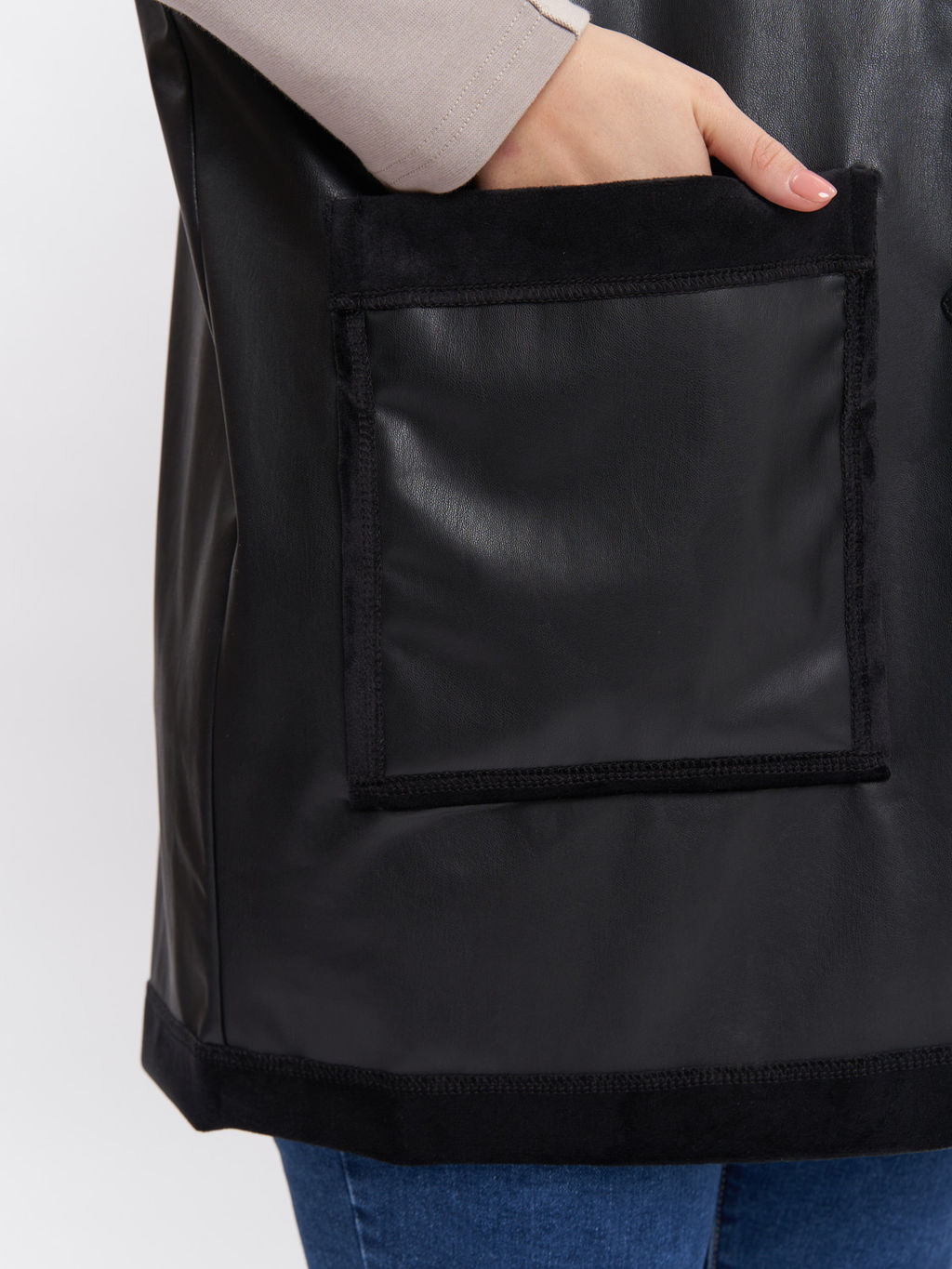 Жилет кожаный на меху GL05021BLK01 - Артесса фото 6