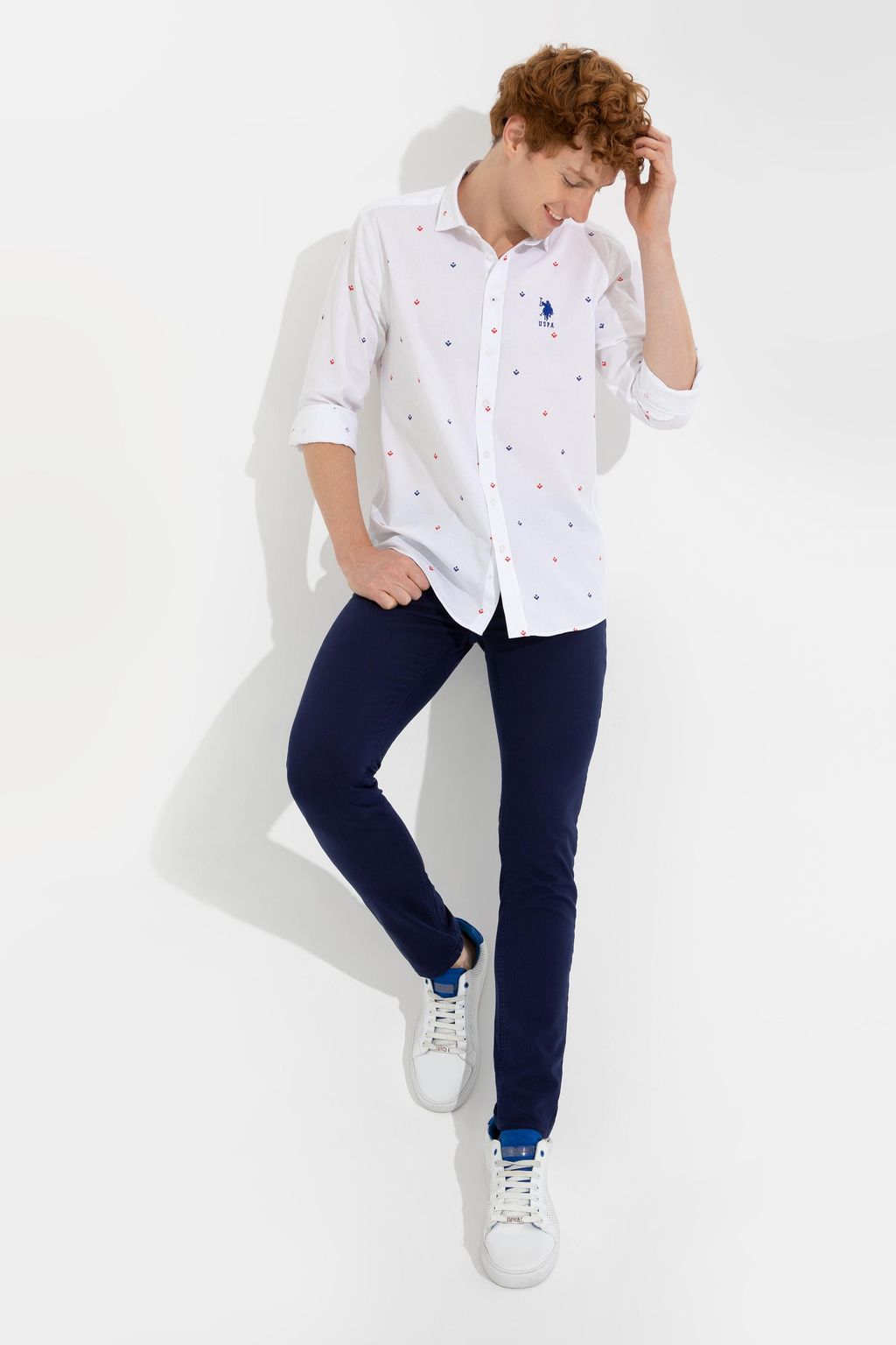 Мужская синяя рубашка с длинным рукавом - U.s. polo assn фото 3