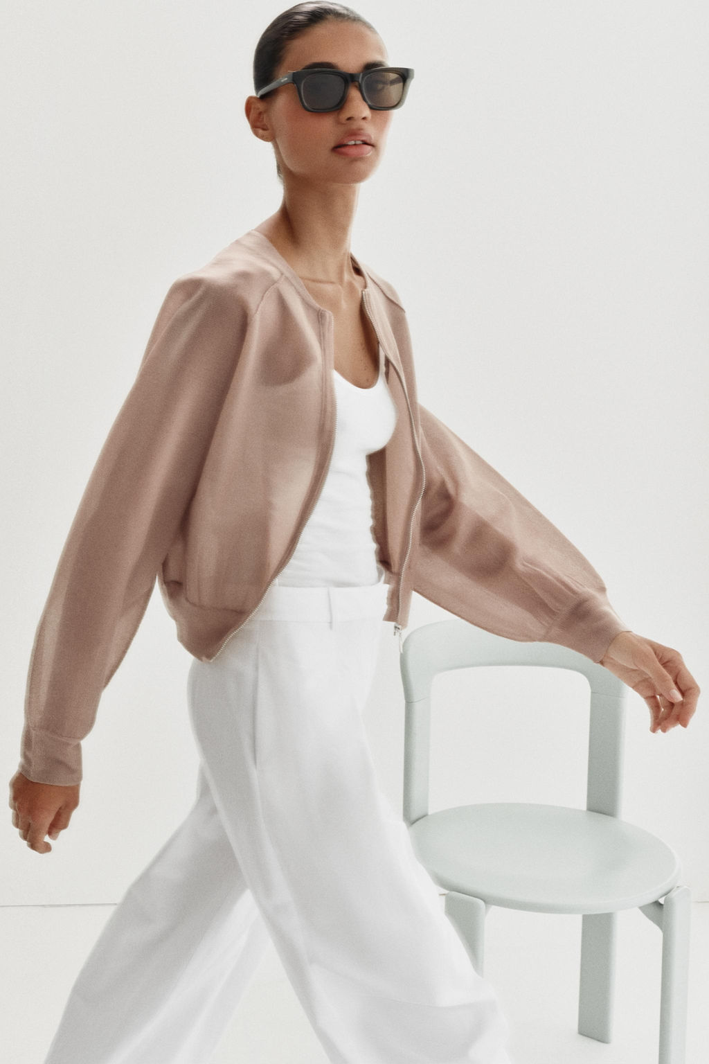 CHAQUETA BOMBER PUNTO / Beige - Zara фото 8