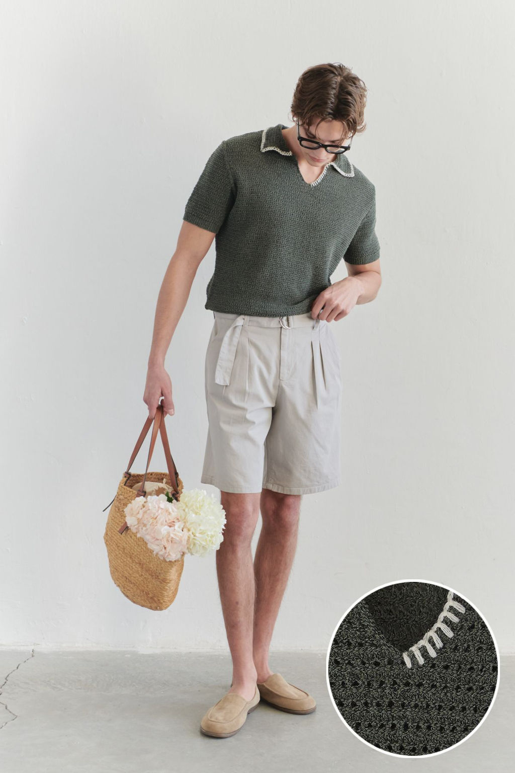 TRENDYOL MAN Limited Edition Haki Regular Apas Yaka Dokulu Triko T-shirt TMNSS25PO00027 - Trendyolmilla фото 10