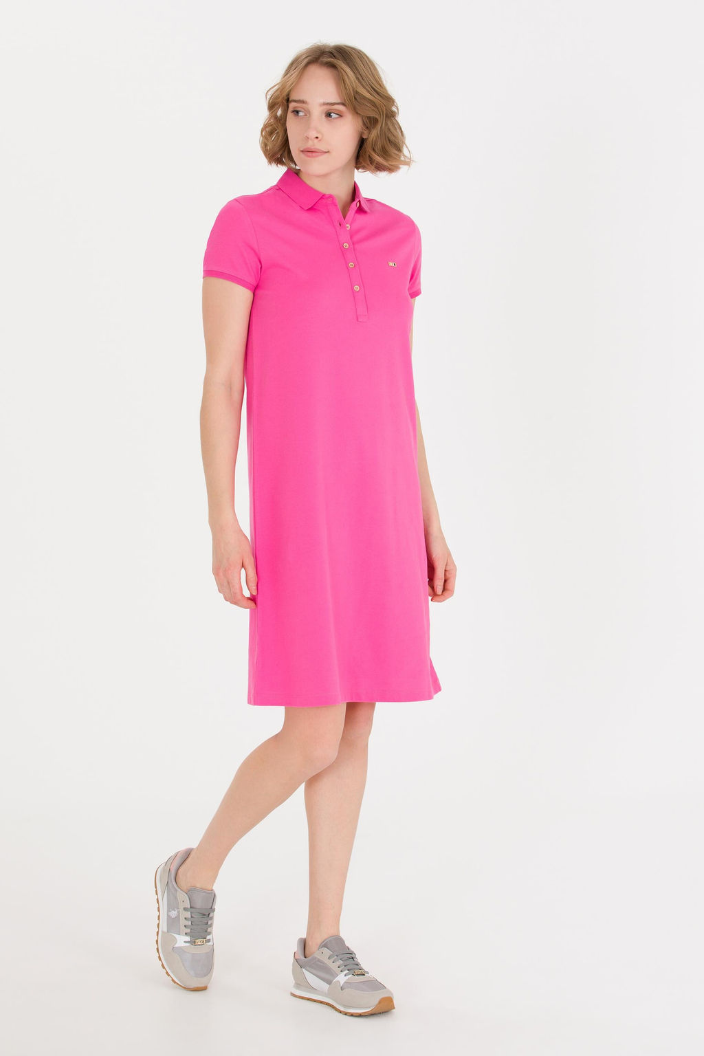 Kad_n Pembe Polo Yaka _rme Elbise