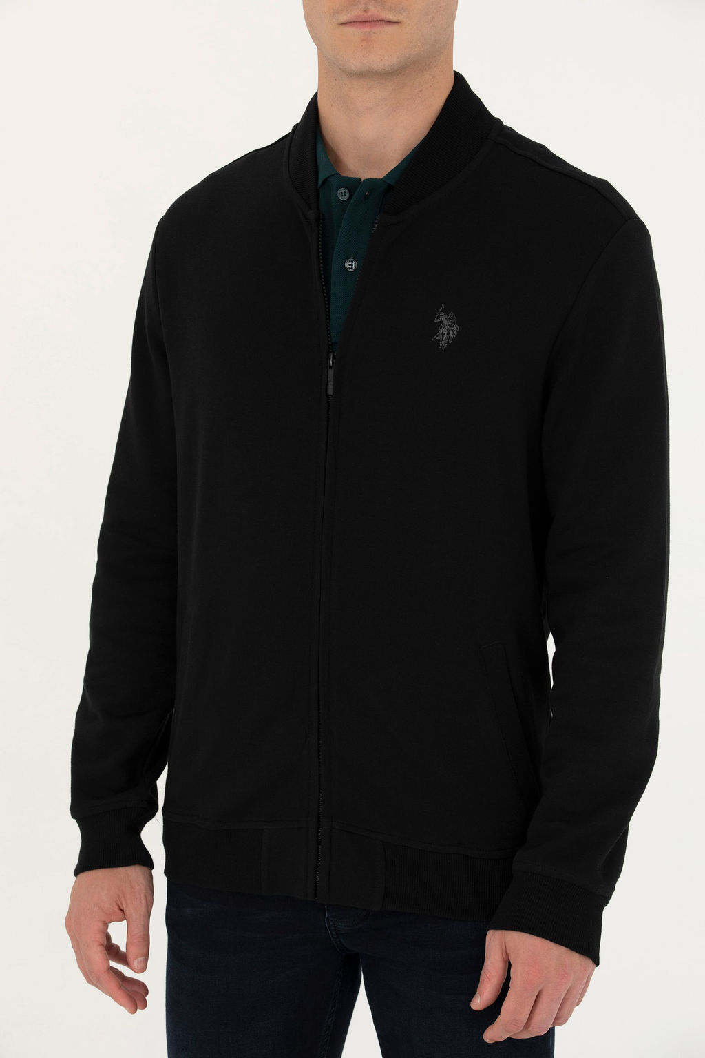 U. S. Polo Assn Мужской черный вязаный кардиган с воротником стойкой - U.s. polo assn фото 13