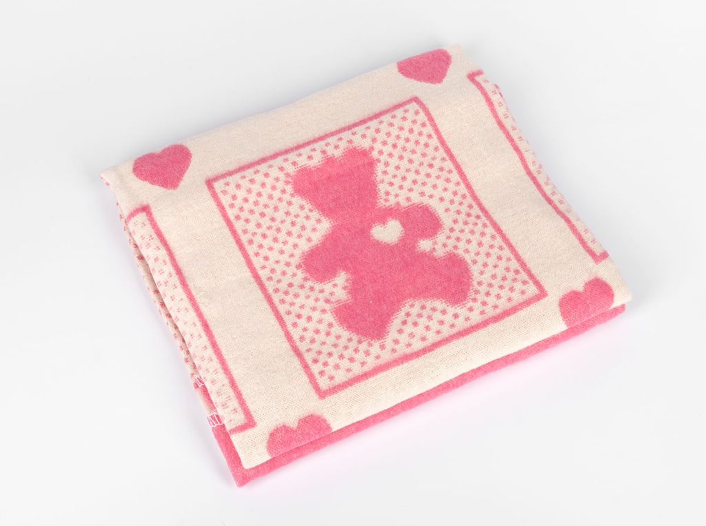 Одеяло Х/Б жаккардовое 100*140 "Барни" цв белый-ярк.роз.