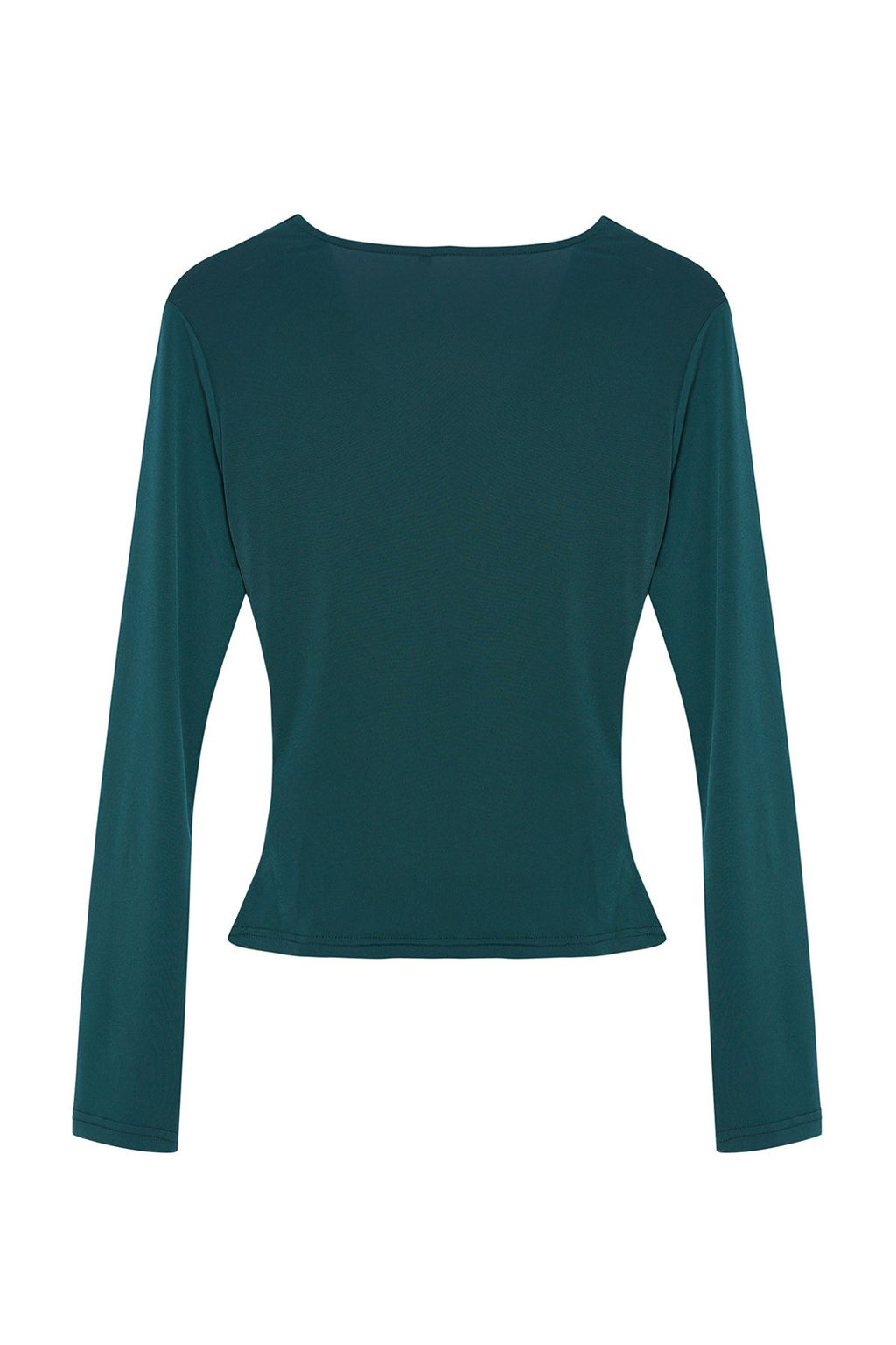 Zumrut Yesili Buzgu/Drape Detayl? Fitted/Vucuda Oturan Uzun Kollu Esnek Orme Bluz TWOAW25BZ00105