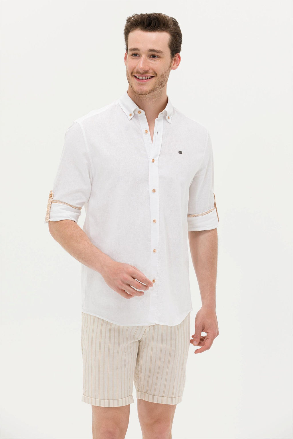 U. S. Polo Assn Мужская рубашка светло-коричневого цвета с длинным рукавом Неожиданная скидка в корзине