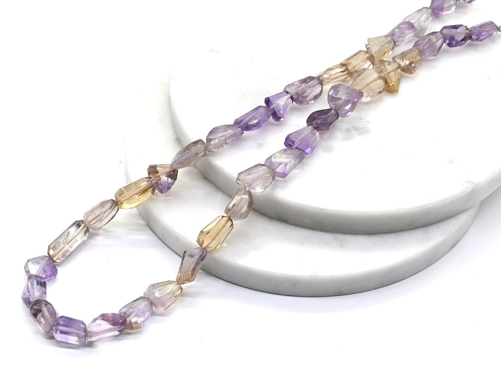 Бусины из аметрина граненые 8*17мм, 38см, 30 бусин, 28г Радуга камня