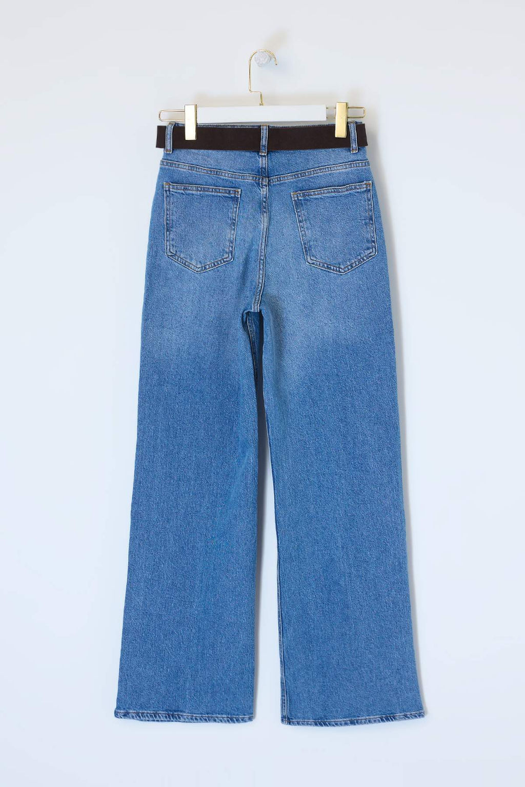 Ac?k Mavi Kemerli Yuksek Bel Uzun Boy Az Esnek Wide Leg Jeans TWOSS26JE00152 - Trendyolmilla фото 6
