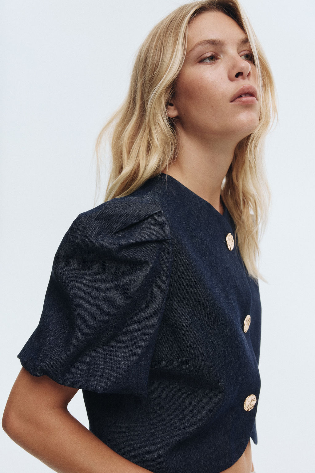 Blusa denim con mangas globo - H&m фото 3