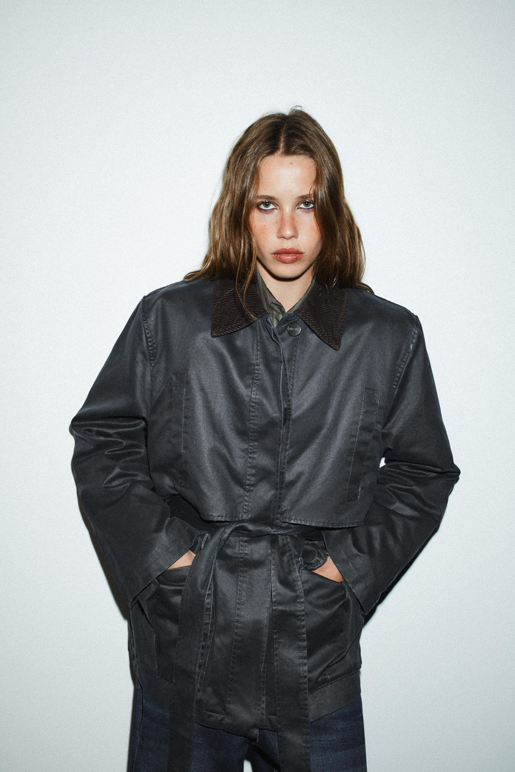 WAXED PARKA WITH CORDUROY COLLAR - Zara фото 4
