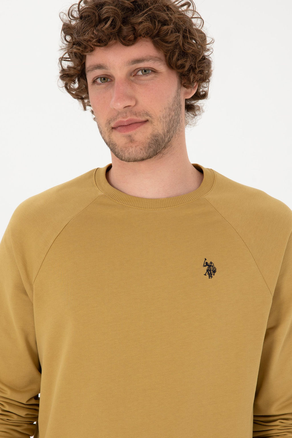 Erkek Regular Fit Bisiklet Yaka Hardal _nce Basic Sweatshirt Sepette S_rpriz _ndirim - U.s. polo assn фото 2
