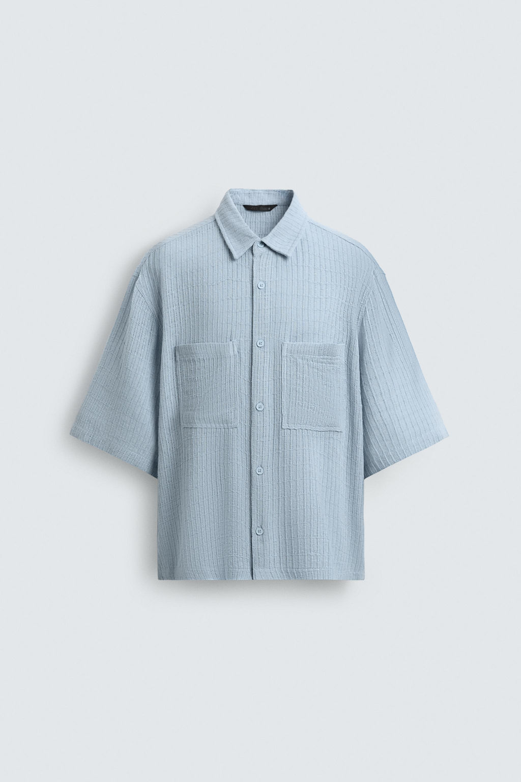 CAMISA RELAXED FIT ESTRUCTURA TEXTURA / Celeste - Zara фото 6