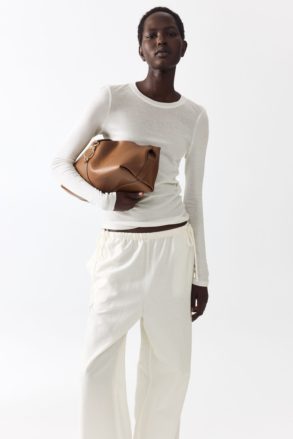 Pantal?n en mezcla de lino con cord?n de ajuste - H&m фото 5