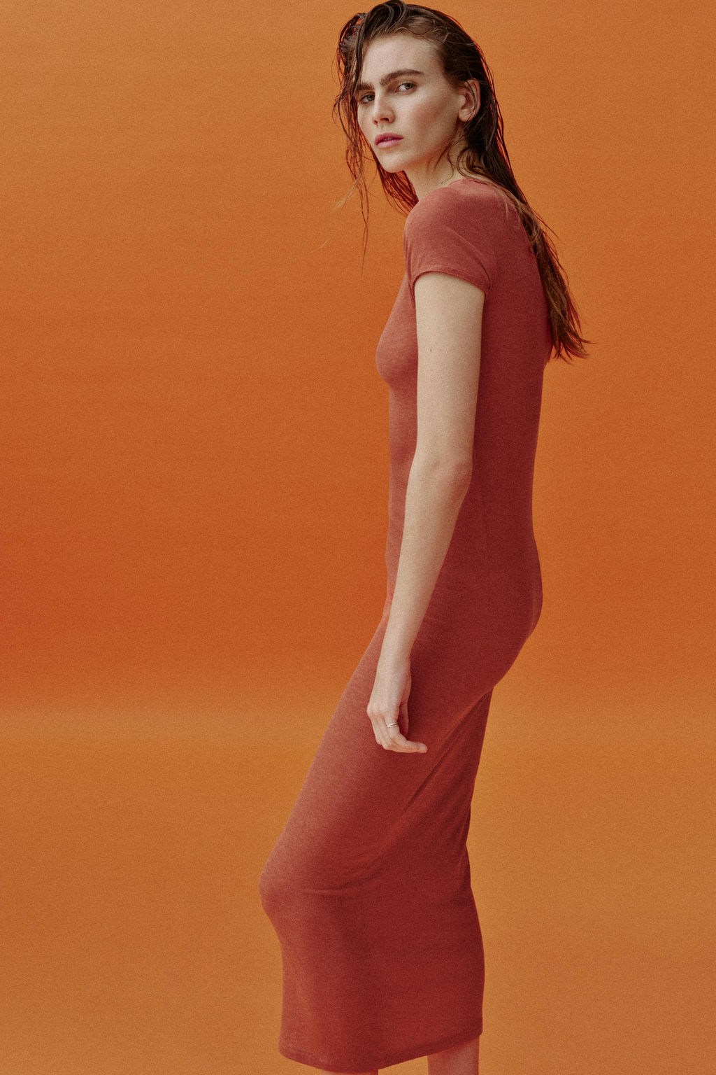 VESTIDO LARGO MANGA CORTA / Naranja - Zara фото 3