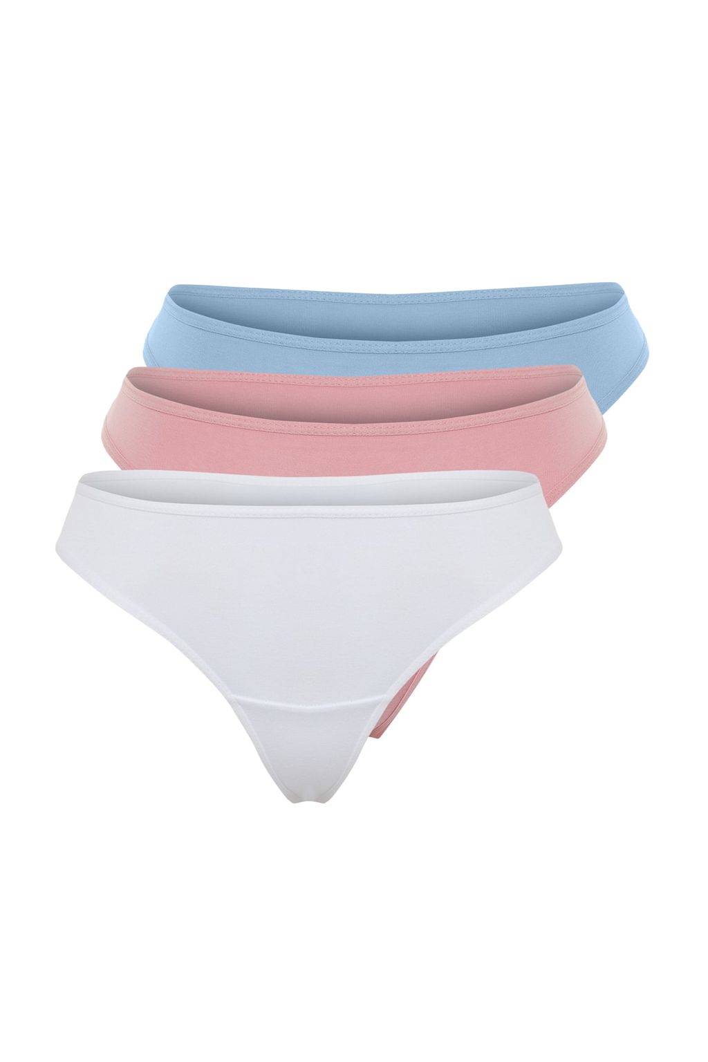 TRENDYOLMILLA Siyah-Beyaz-Ten 3lu Paket Pamuklu Tanga Orme Kulot THMSS21KU0135  фото 9