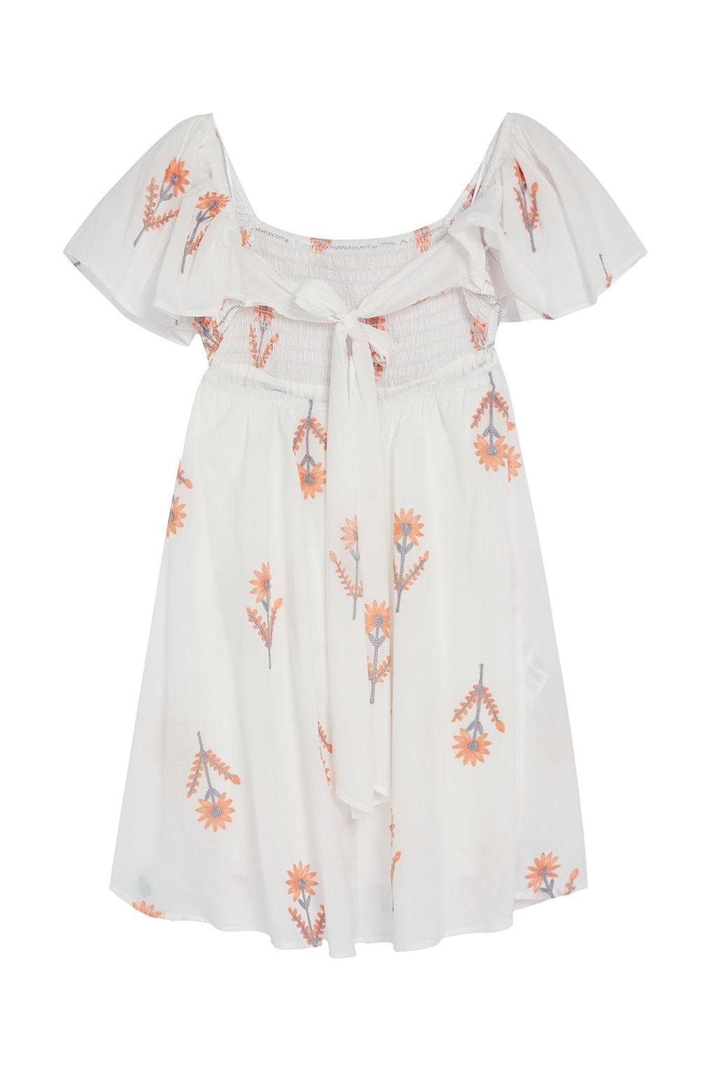 Ekru Cicekli Etegi Belden Ac?lan S?rt Detayl? Onu Gipeli Mini Dokuma Elbise TWOSS24EL01123 - Trendyolmilla фото 7