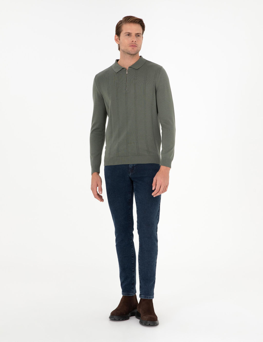 Duman Slim Fit Fermuarl_ Polo Yaka Triko Kazak - Pierre cardin фото 4