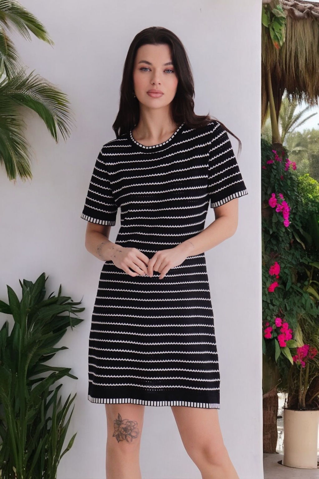Платье вязаное чёрное в полоску - Martichelli фото 15