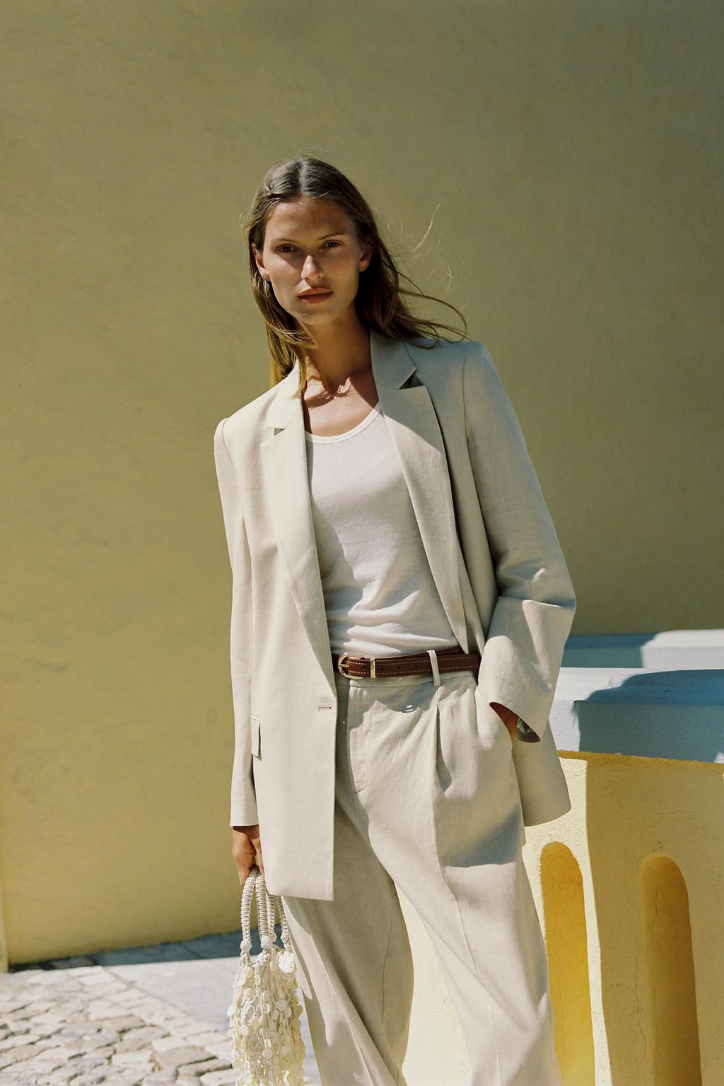 LINEN BLEND BLAZER WITH PRINTED CUFFS - Zara фото 38