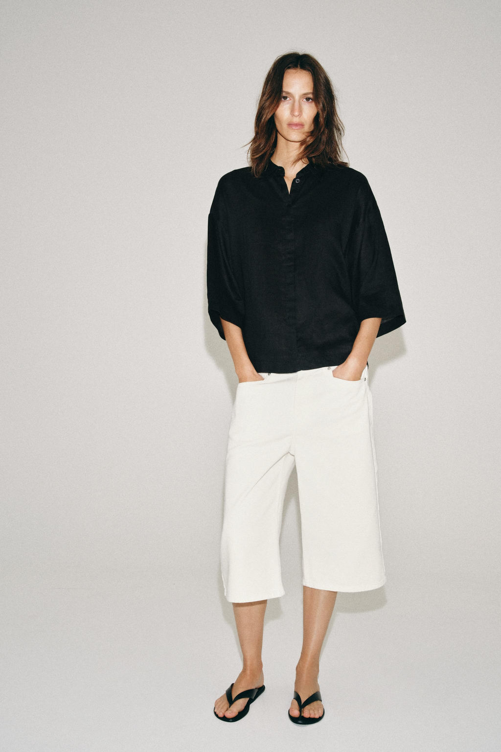 CAMISA FLUIDA OVERSIZE ZW COLLECTION / Negro