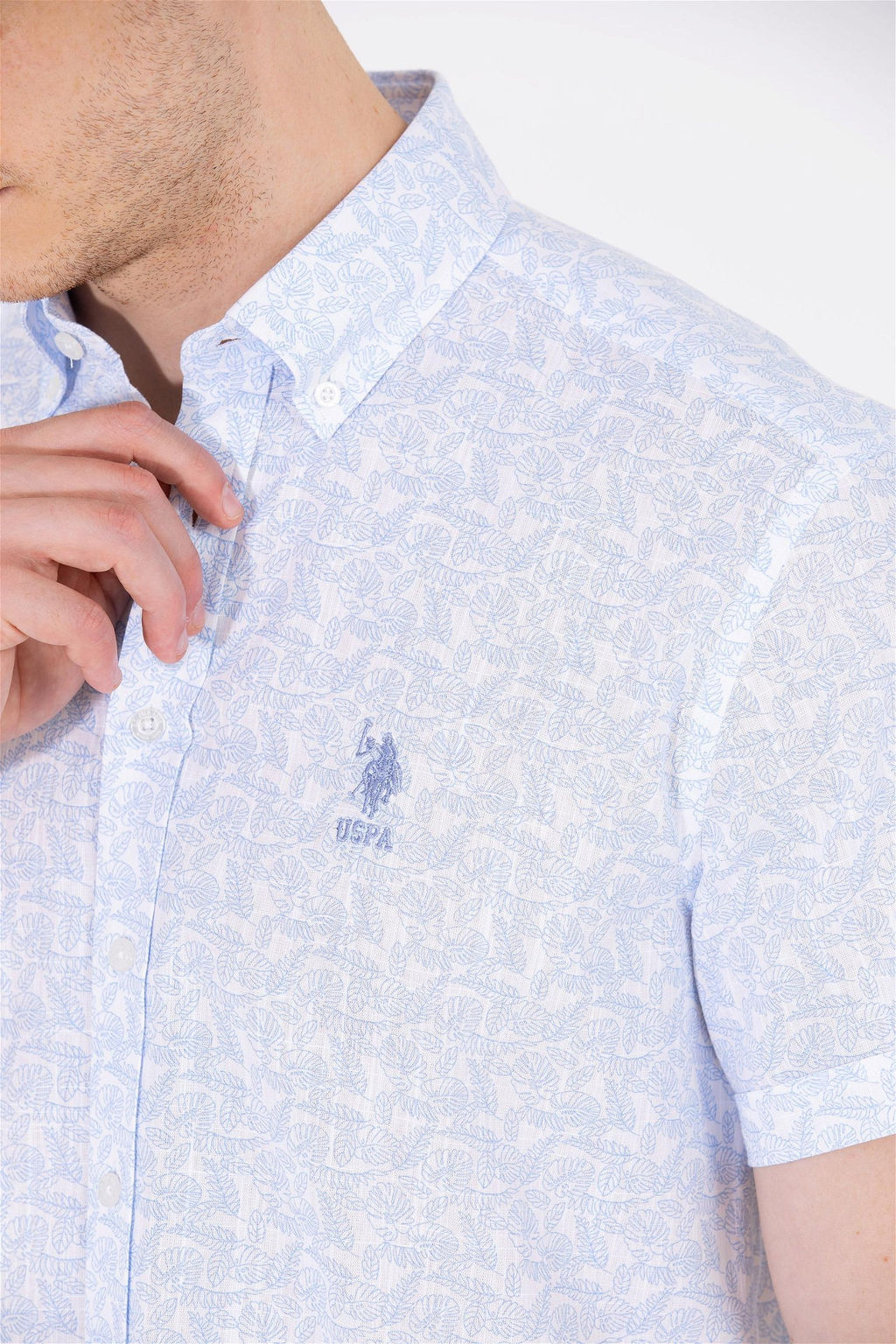 Мужская синяя рубашка с коротким рукавом Неожиданная скидка в корзине - U.s. polo assn фото 7