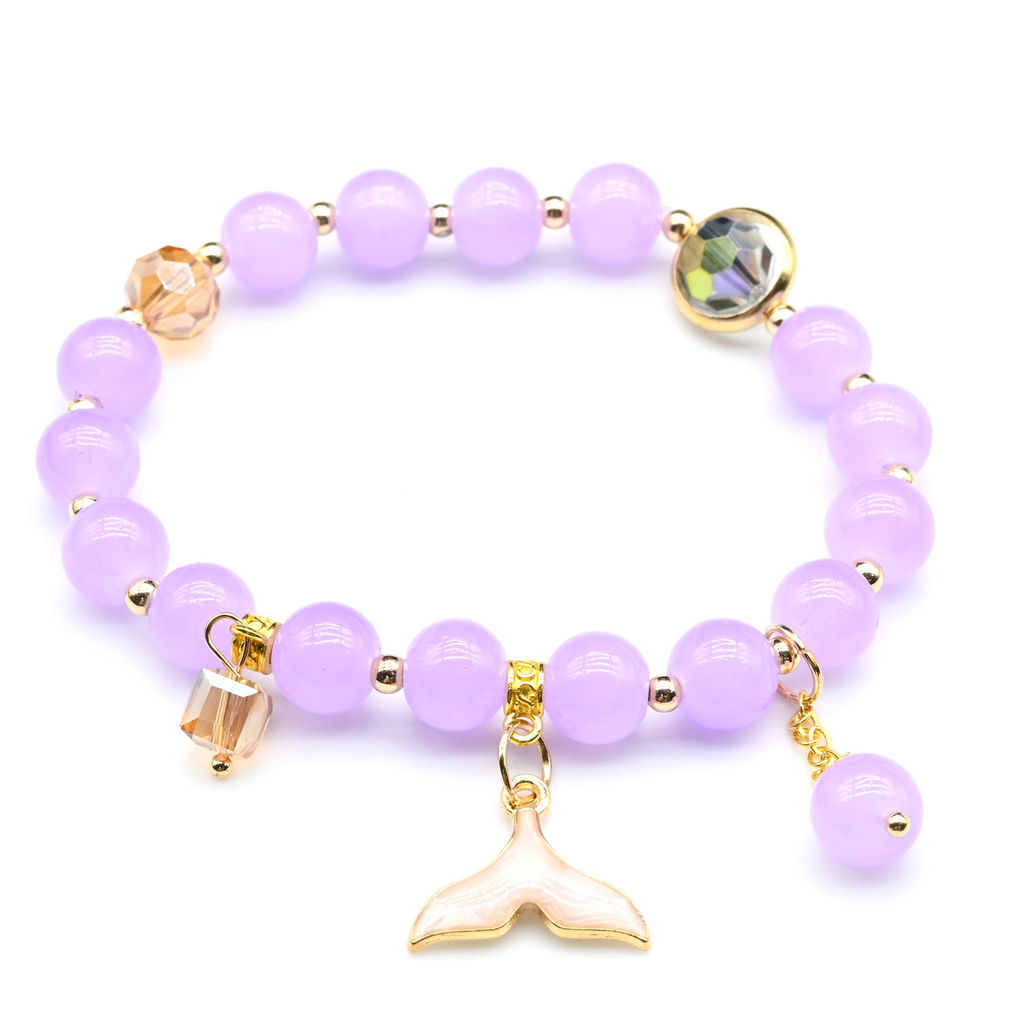 Браслет Русалка шарик 8мм цв.лавандовый, 17см