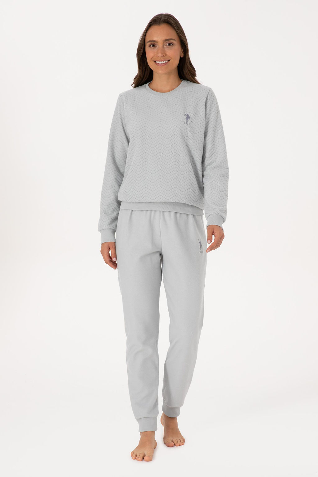 Kad_n Gri Melanj Pijama Tak_m_ - U.s. polo assn фото 4