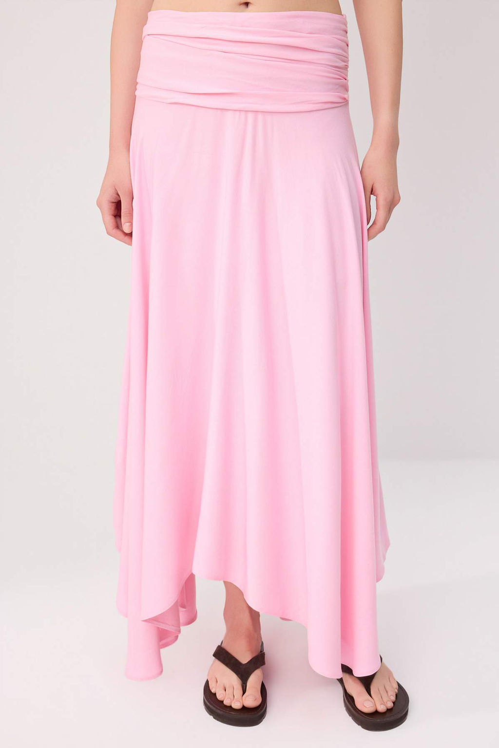 Pembe %100 Viskon Asimetrik Astarl_ Maxi Uzun Etek TWOSS26ET00242 - Trendyolmilla фото 5