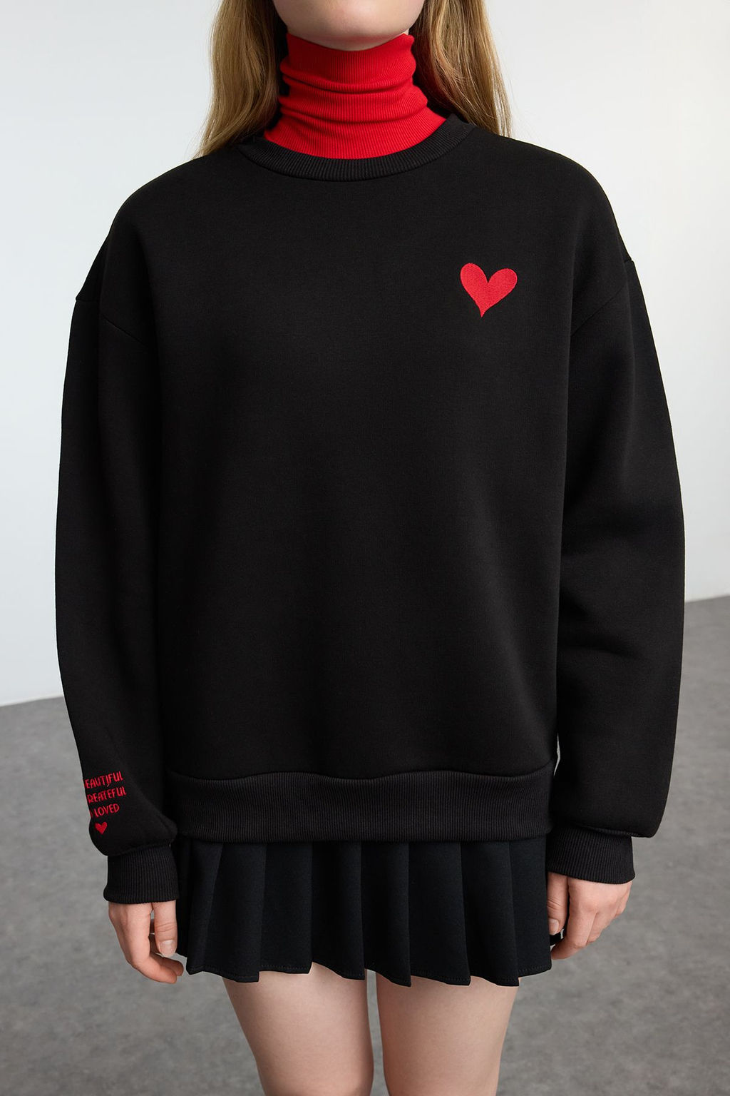 TRENDYOLMILLA Mor Nak?sl? Regular/Normal Kal?p Kal?n Ici Polarl? Orme Sweatshirt TWOAW25SW00176  фото 15