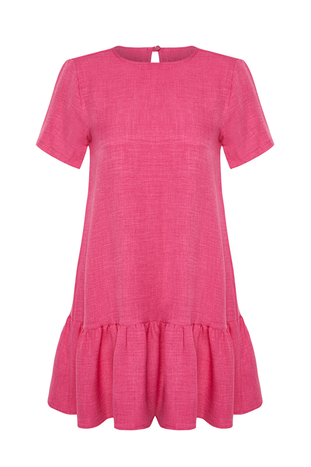 Pembe Duz Kesim Etegi Volanl? Mini Dokuma Elbise TWOSS24EL00520 - Trendyolmilla фото 7