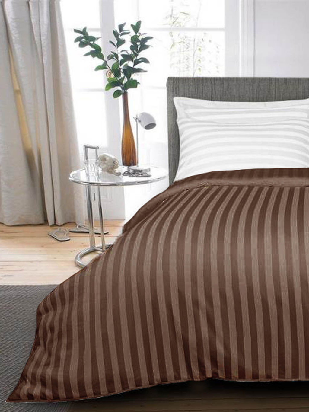 Пододеяльник страйп поплин - Шоколад 215х150
