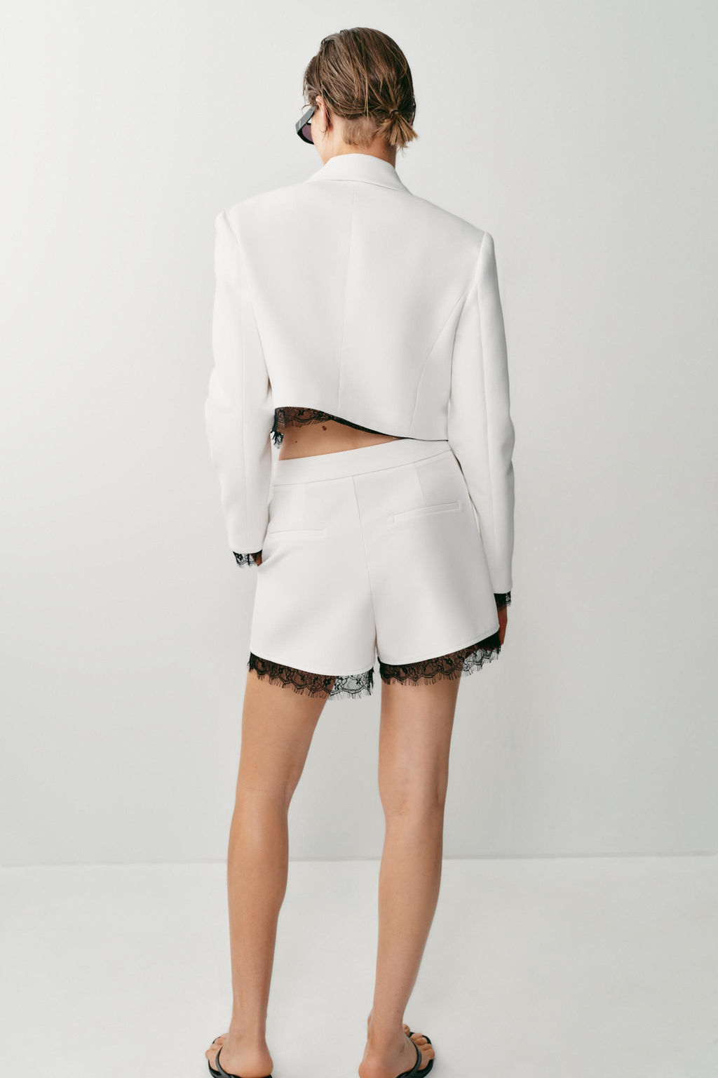 BLAZER COMBINADA ENCAJE HOMBRERAS / Blanco roto - Zara фото 6