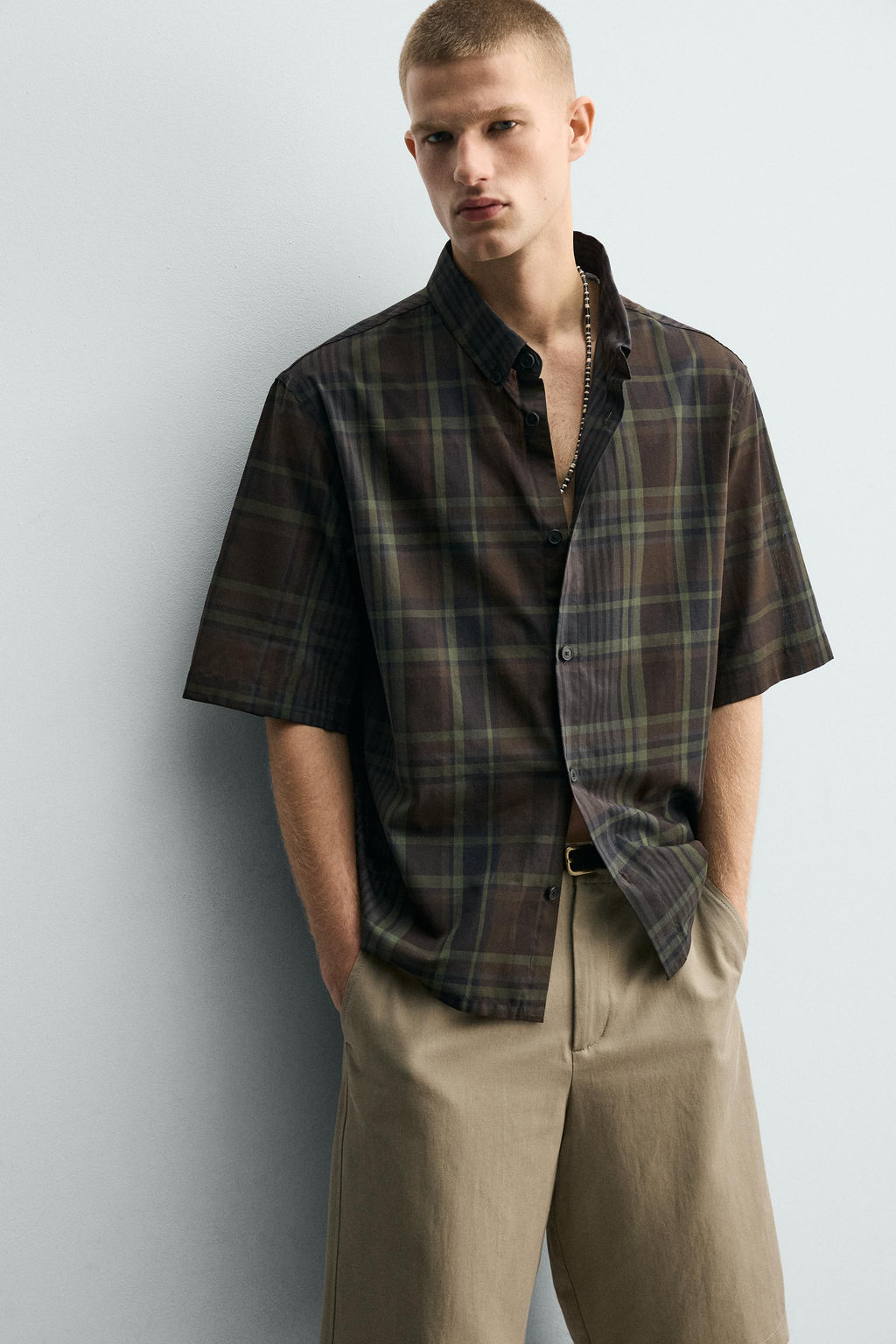 CAMISA REGULAR FIT CUADROS / Marr?n - Zara фото 5