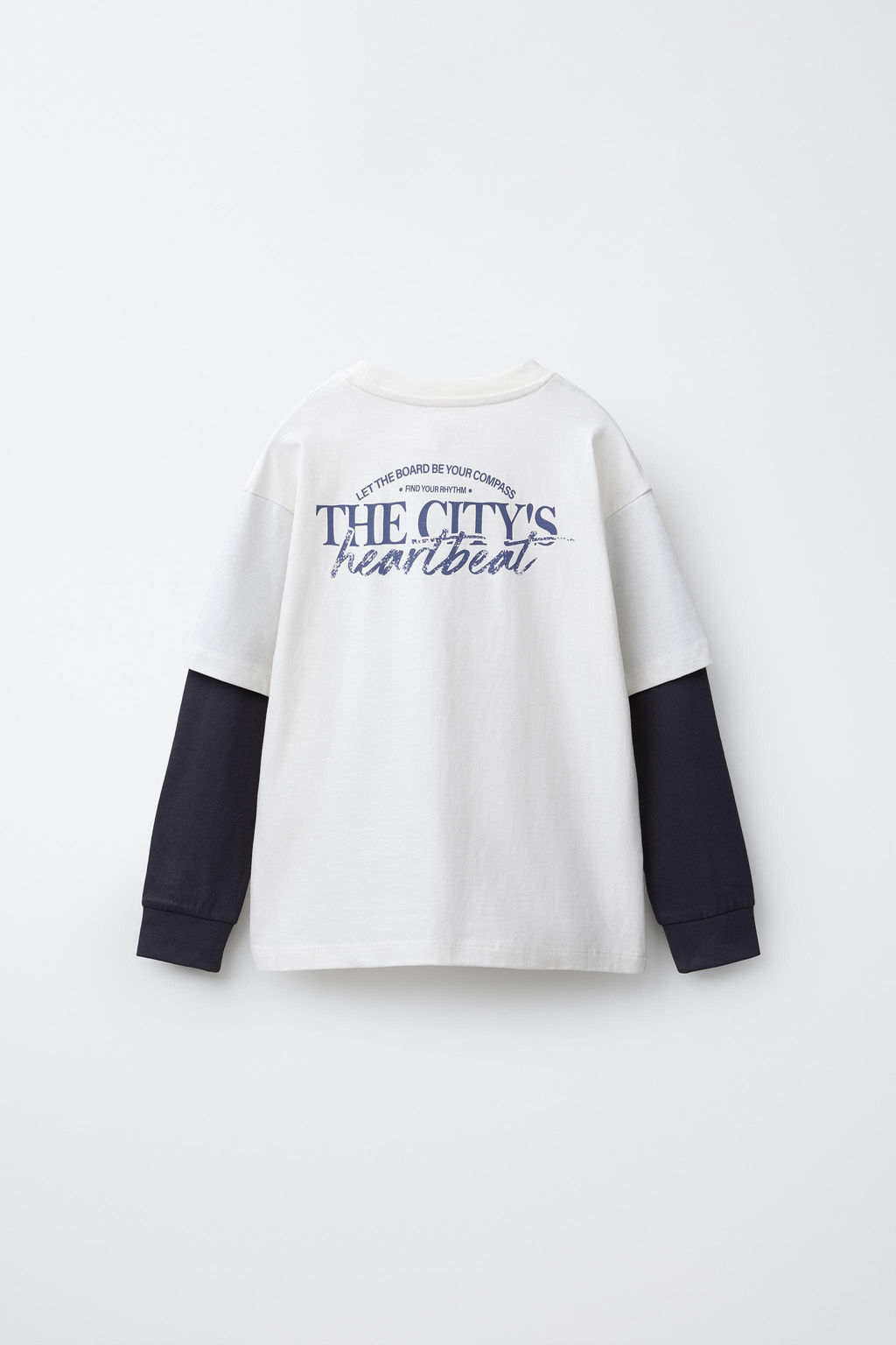 DOUBLE-SLEEVE T-SHIRT WITH CONTRAST SLOGAN - Zara фото 2