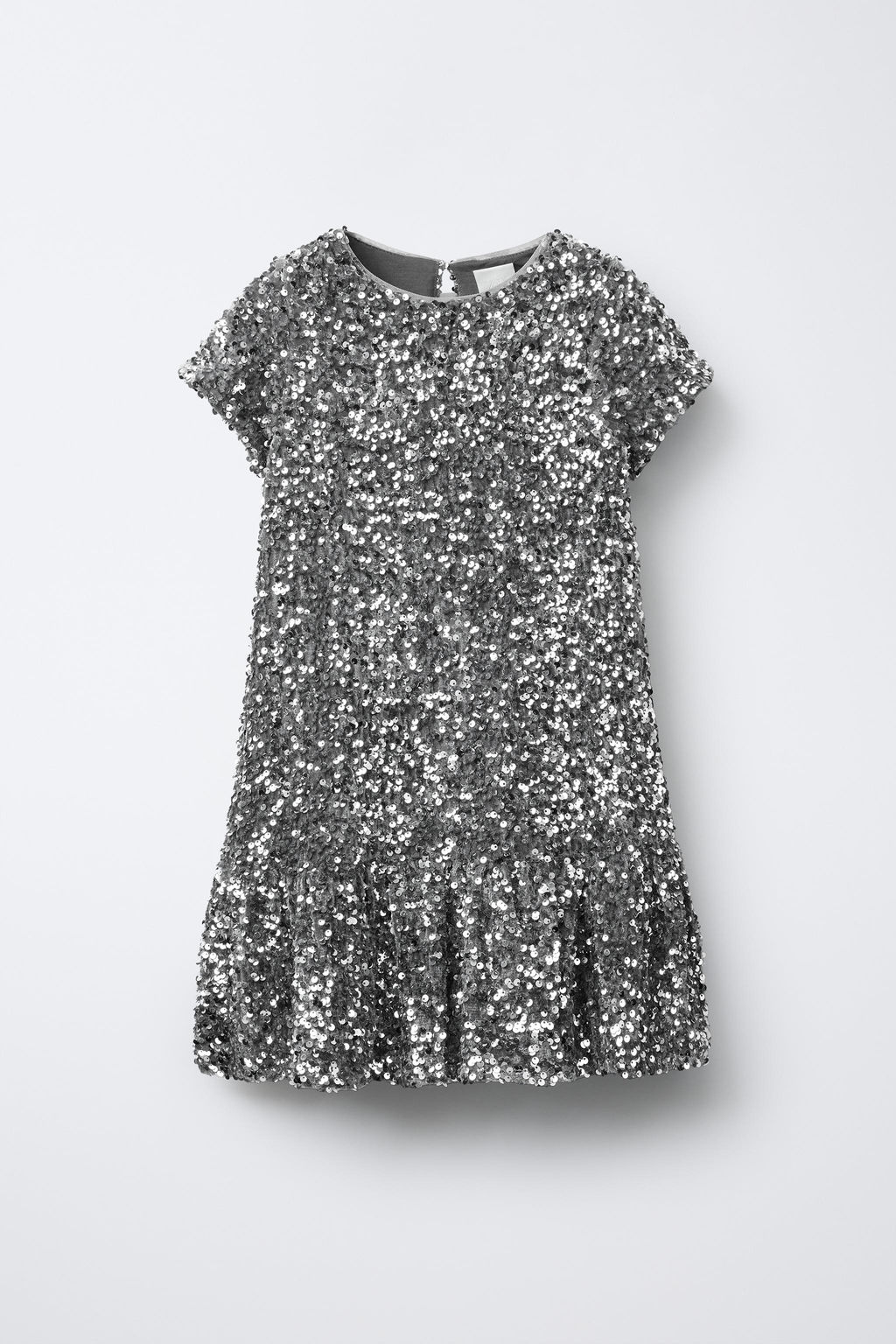 RUFFLED SEQUIN DRESS