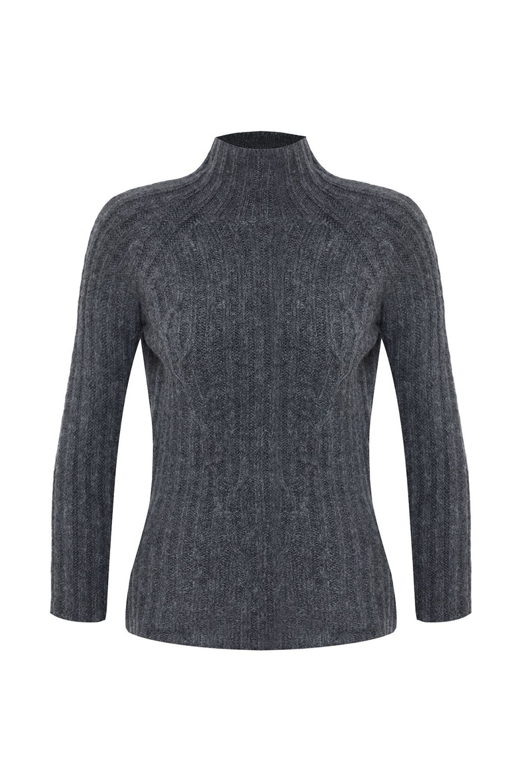 Antrasit Yumusak Dokulu Orgu Detayl? Dik Yaka Dikissiz Triko Kazak TWOAW25KZ00049 - Trendyolmilla фото 6