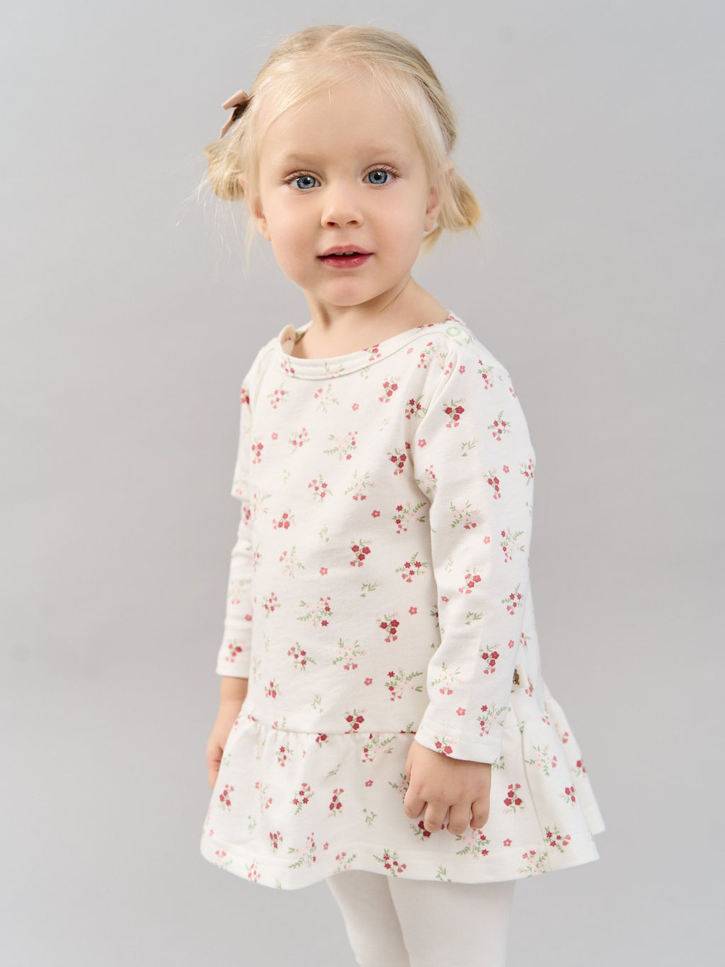 Платье туника с рюшей Цветы 0+
